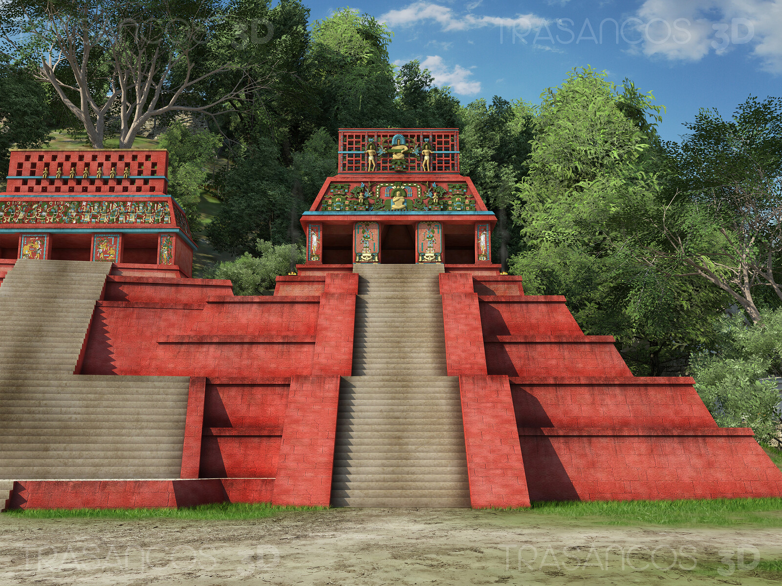 View of 'Templo de la Calavera' (Temple of the Skull) in Palenque.
Modeled in collaboration with:
- Alejandro Soriano