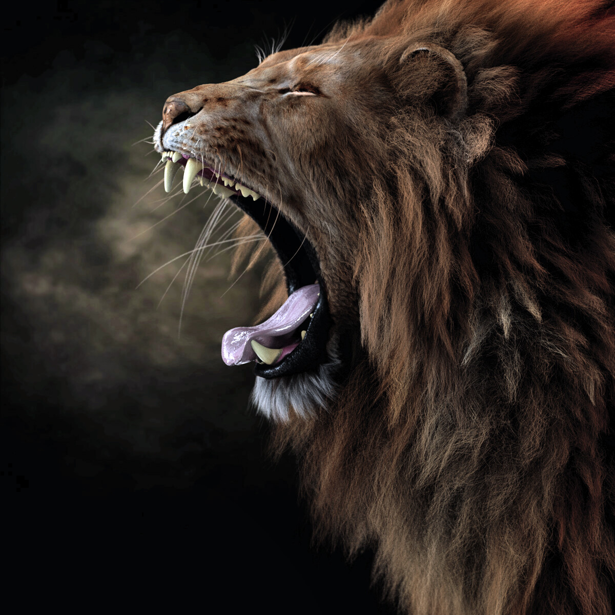 Yawning Lion color version
