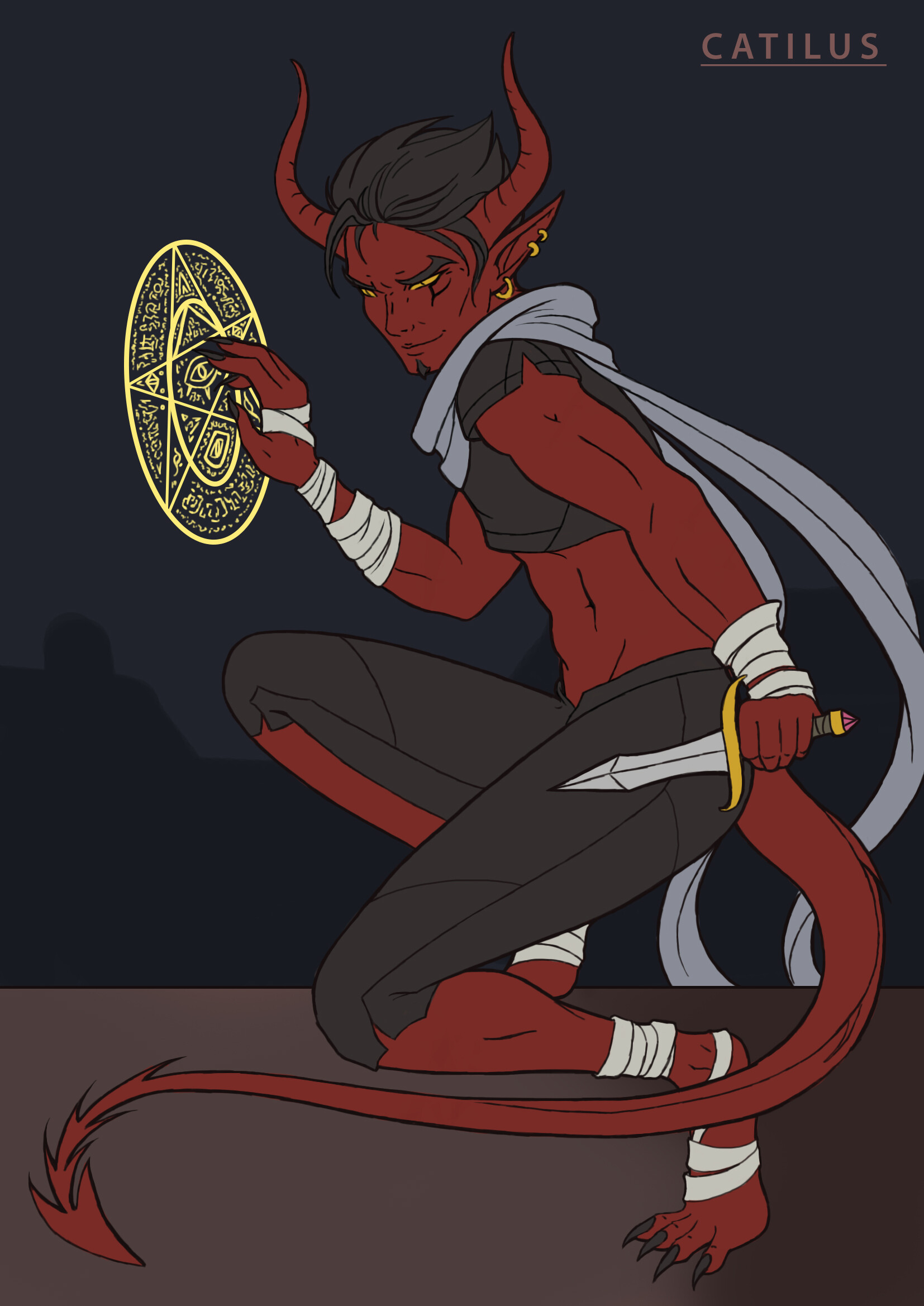 Artstation Patreon Reward Wip Tiefling Warlock Christina Kritikou