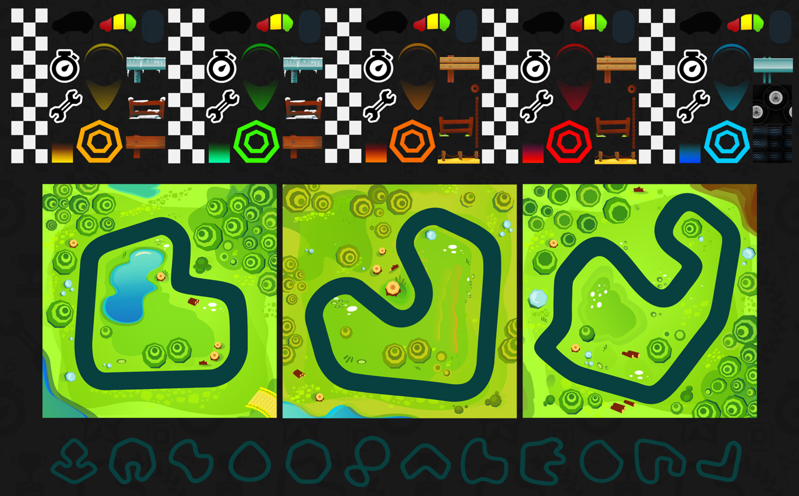 Track designs and zone intrack textures.