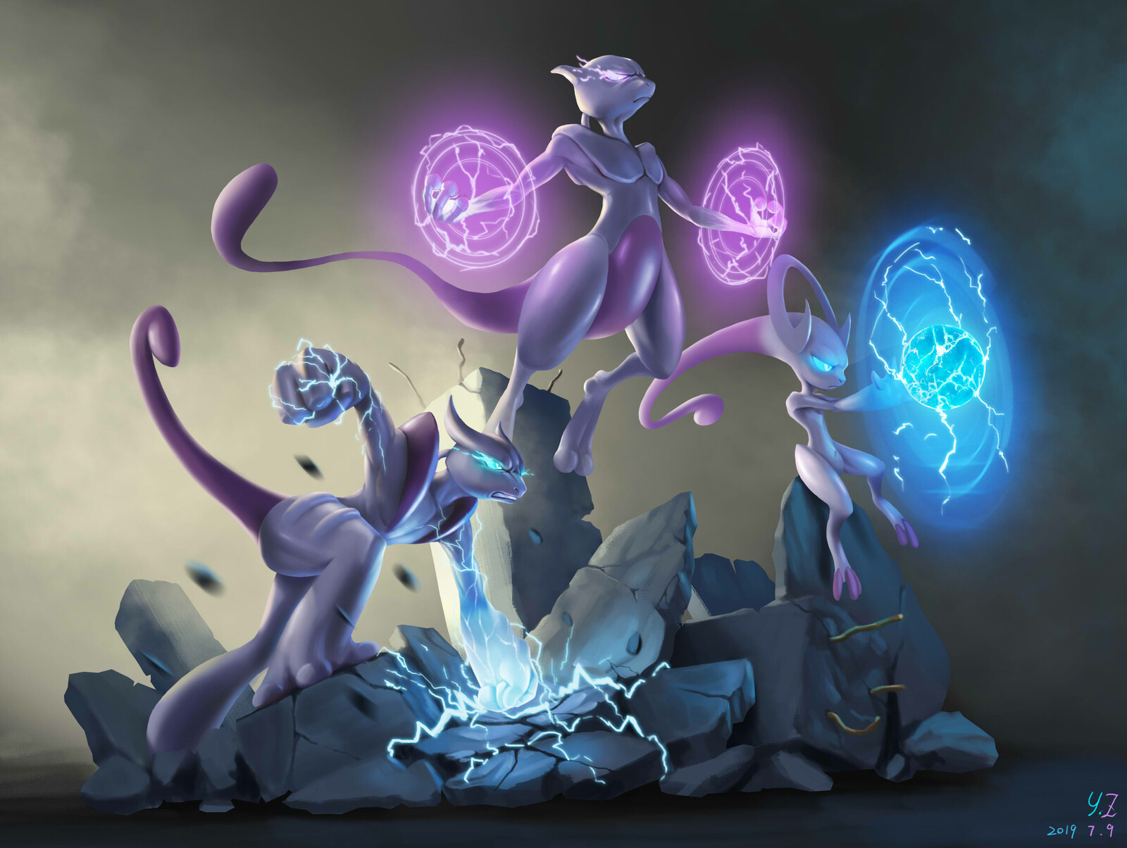 Artstation ミュウツー Mewtwo X Y Fanart Yang Zhen