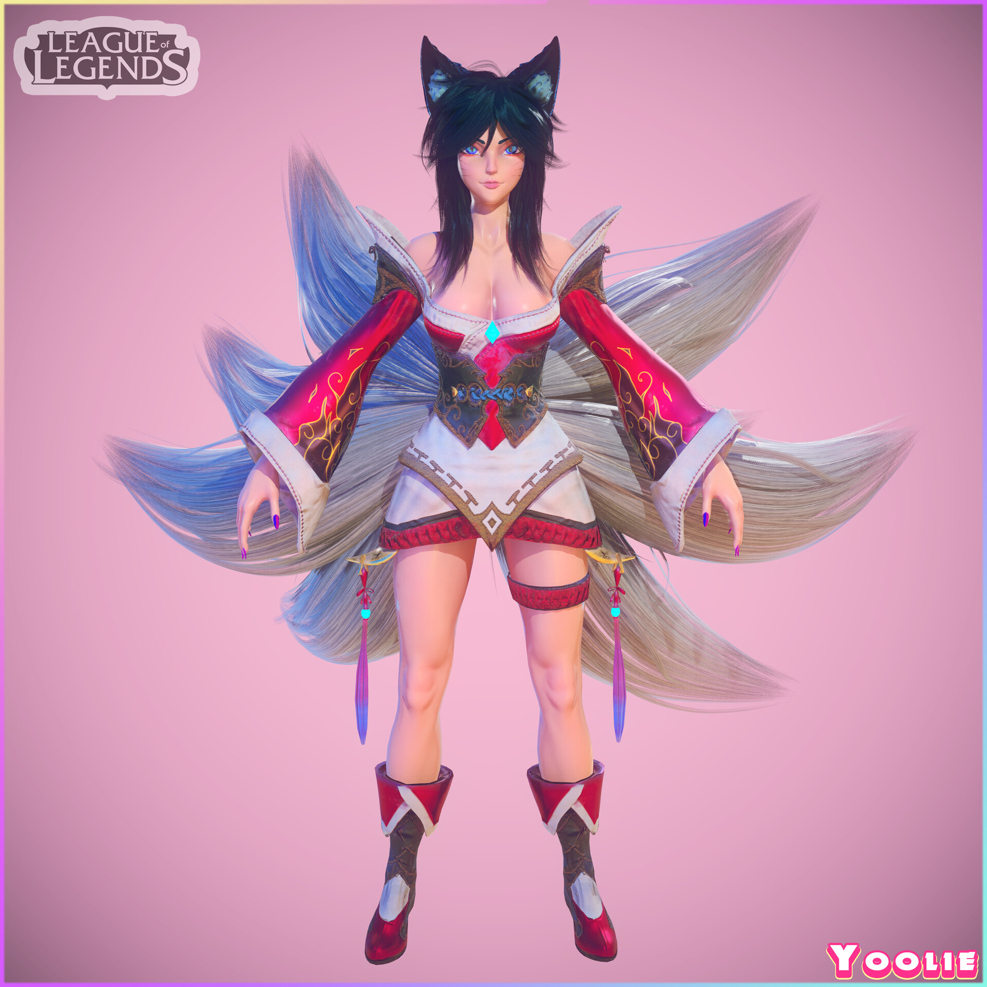 Artstation League Of Legends Ahri 3d Game Model Commission