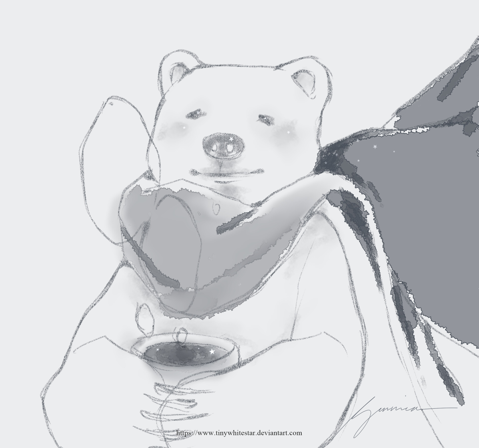 Artstation Coffee Bear Tinywhitestar Illust