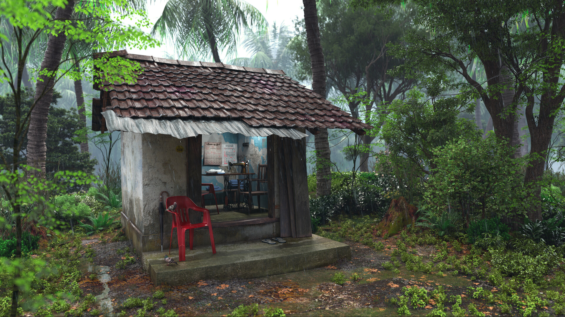ArtStation A Rainy Day in Kerala