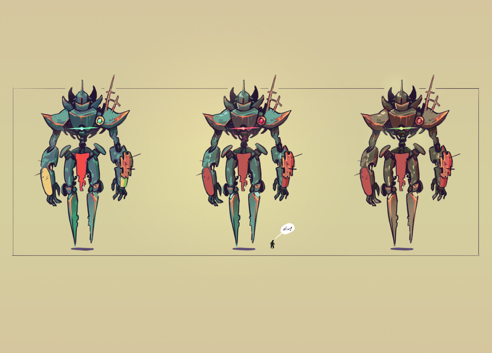 Color test mixing the 3 previous sketches
