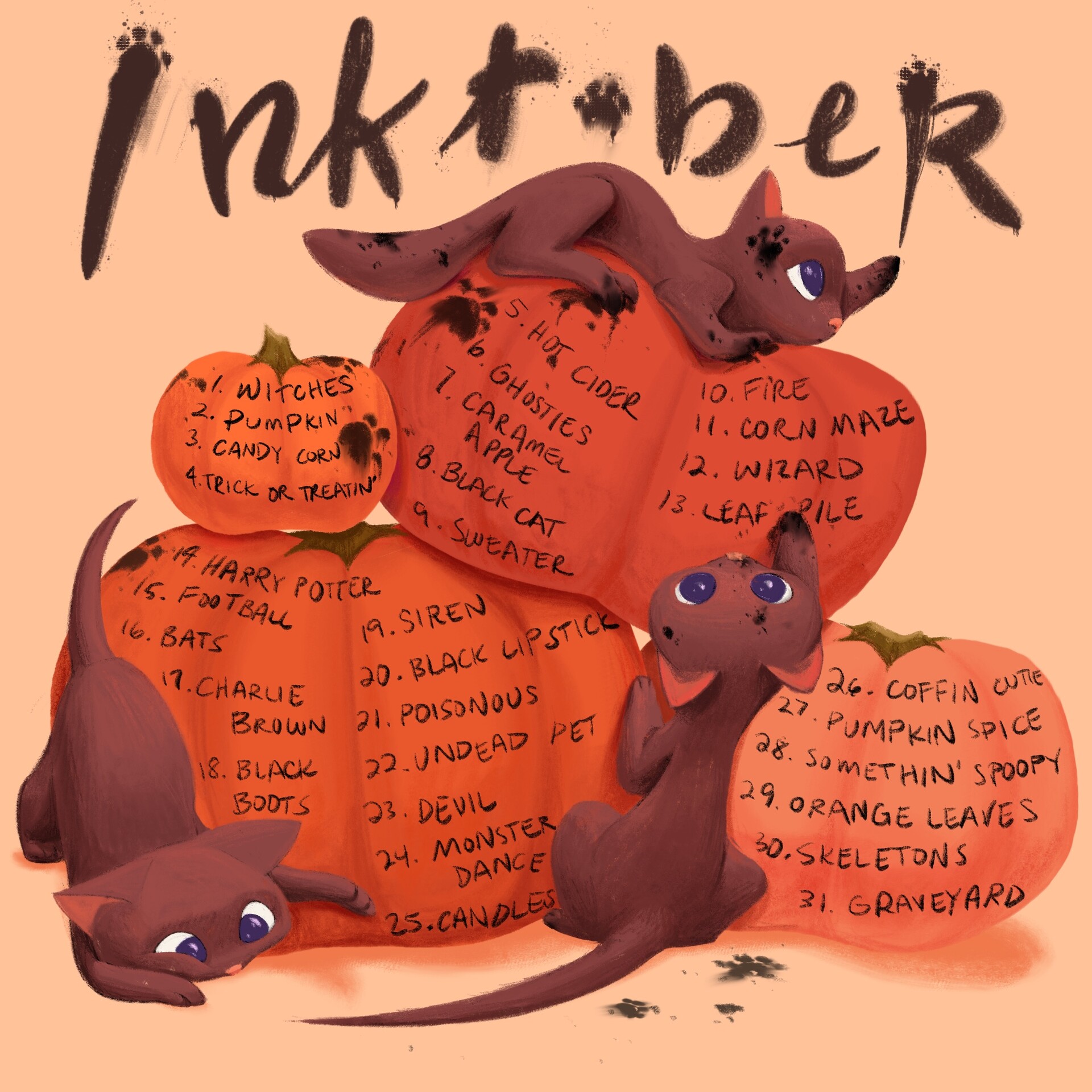 ArtStation Inktober List