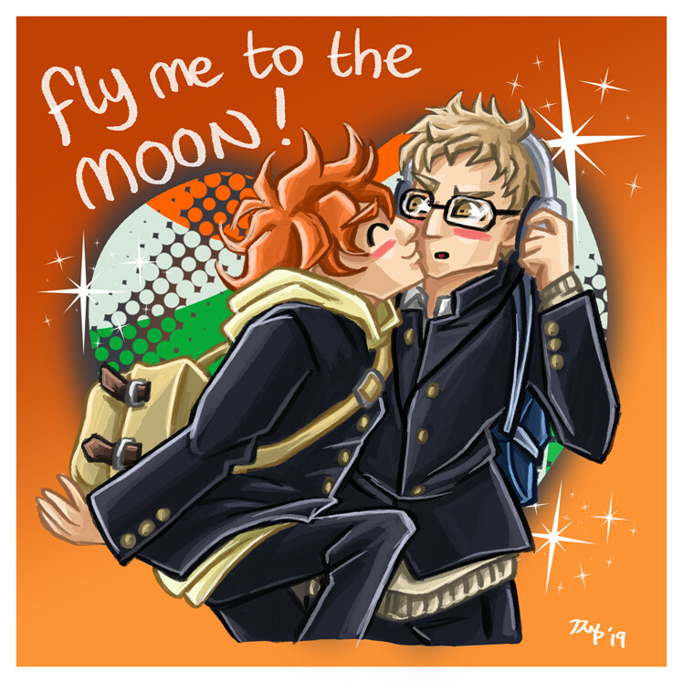 Hinata and Tsuki from Haikyuu.