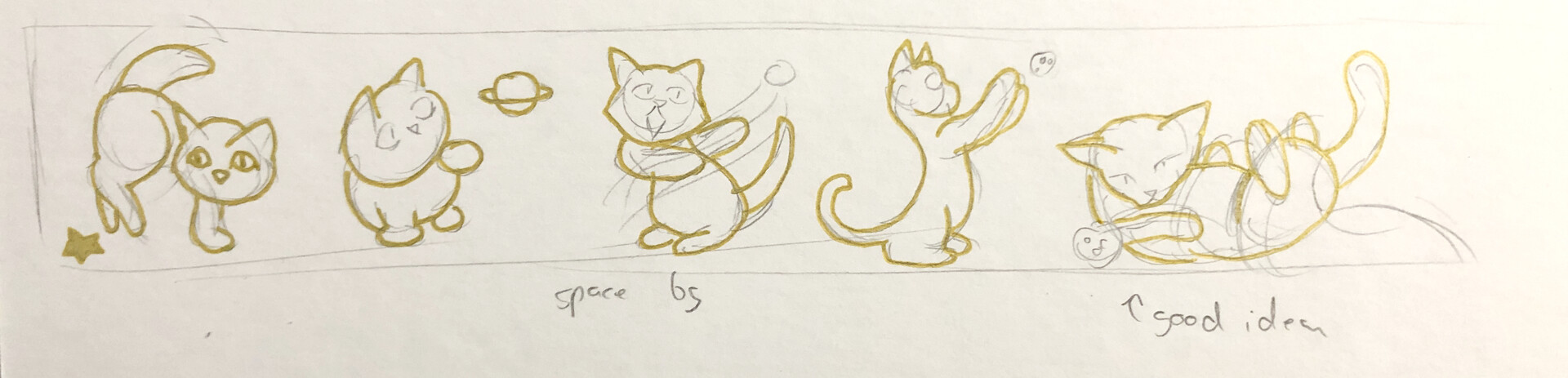 Annie Tohill Space Cats Gold Foil Washi Tape Pattern Design