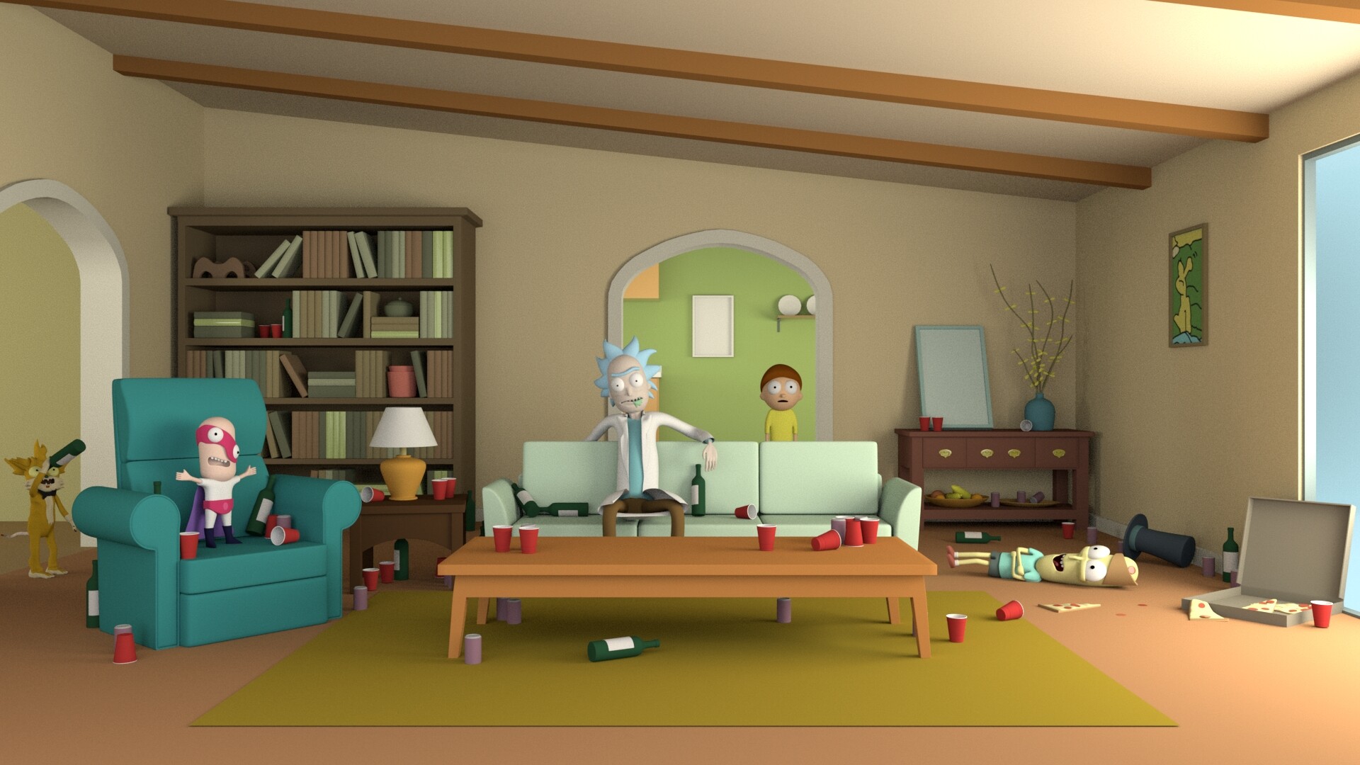 Rick And Morty Living Room Coucb