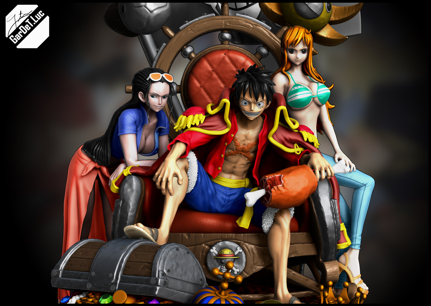 Crazy Luffy sitting in a box of gold. @onepiece_staff