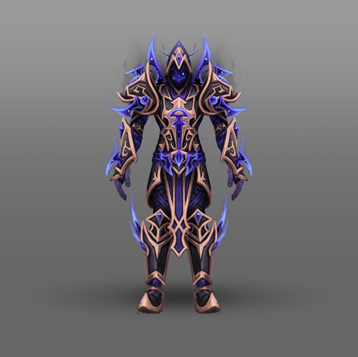 Rogue
For the rogue, I made the decision to not give him a mask in a traditional sense. Why cover your face if you can hide it in a shroud of void energy?