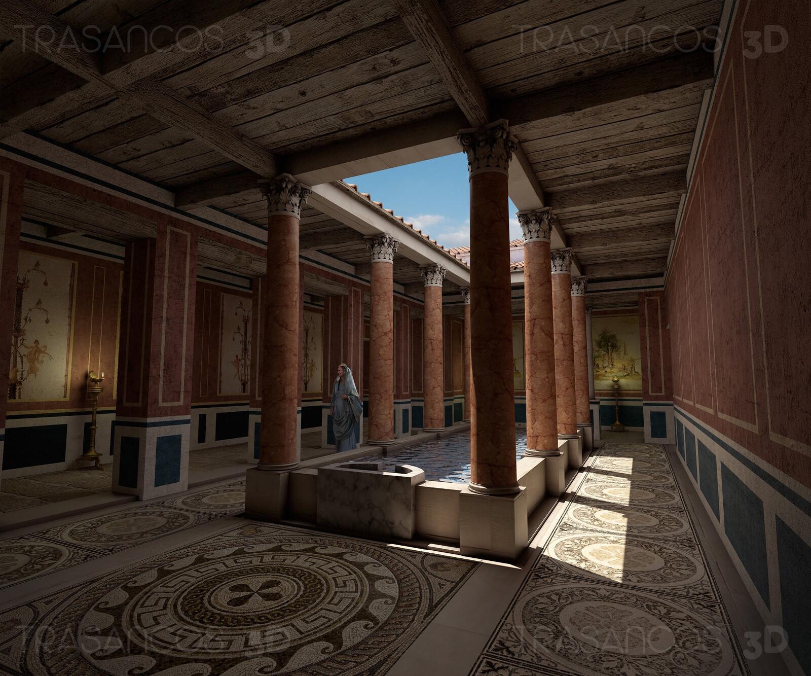Interior view of the reconstructed Sertius House in Timgad.
Modeled in collaboration with:
- Carlos Paz