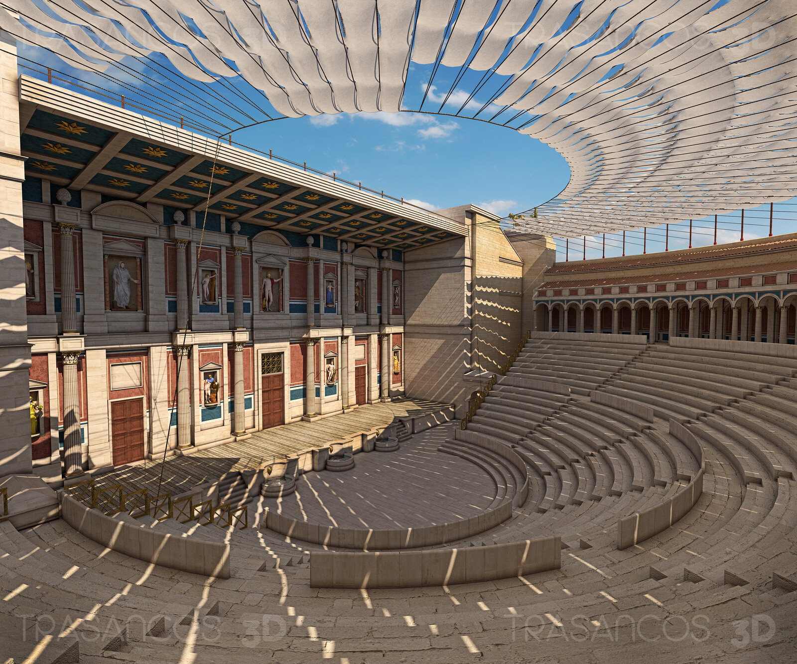 View of the interior of Timgad roman Theatre.
Modeled in collaboration with:
- Alejandro Soriano