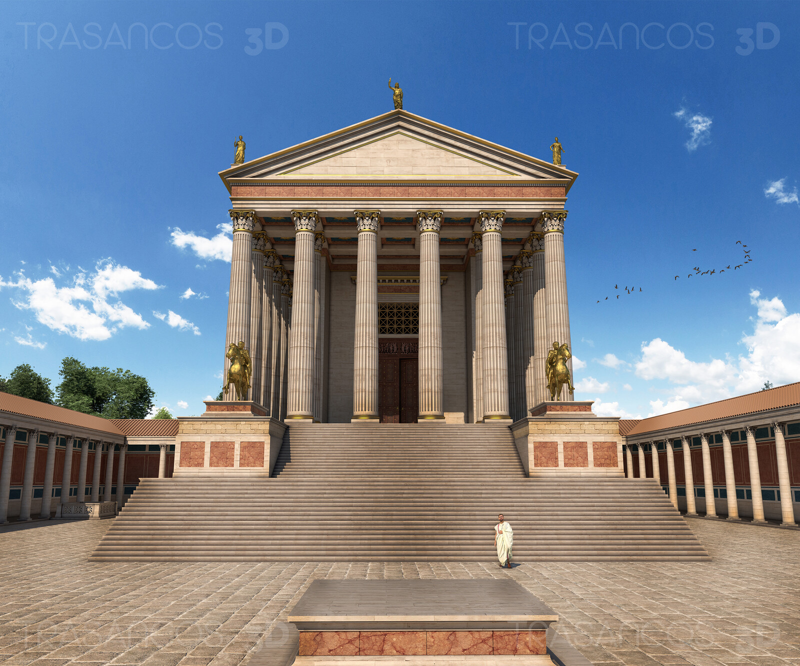 View of the reconstructed roman Capitol of Timgad.
Modeled in collaboration with:
- Alejandro Soriano