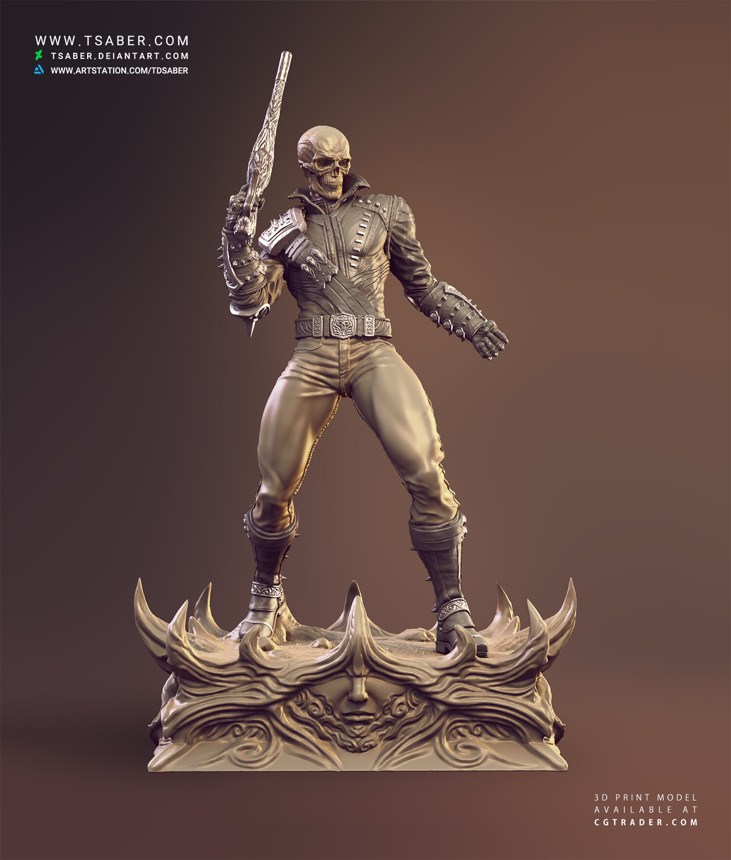 Taregh Saber Ghost Rider Statue 3d Sculpture