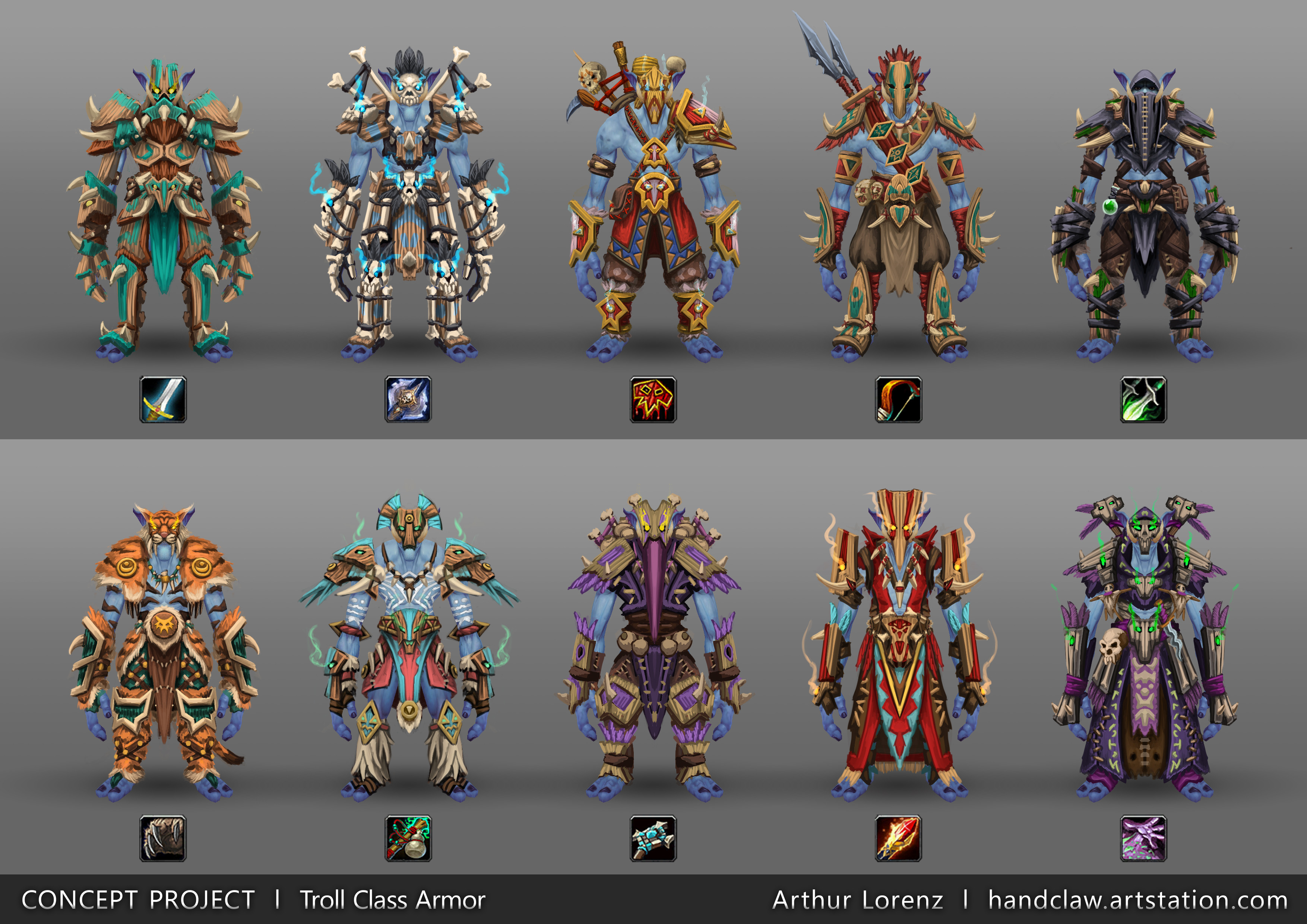 Arthur Lorenz World Of Warcraft Racial Class Armor Design Troll