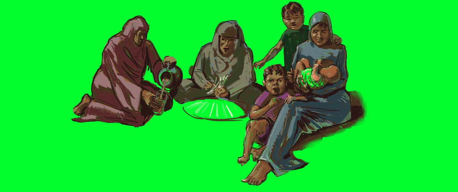 Green screen illustrations to enable animation