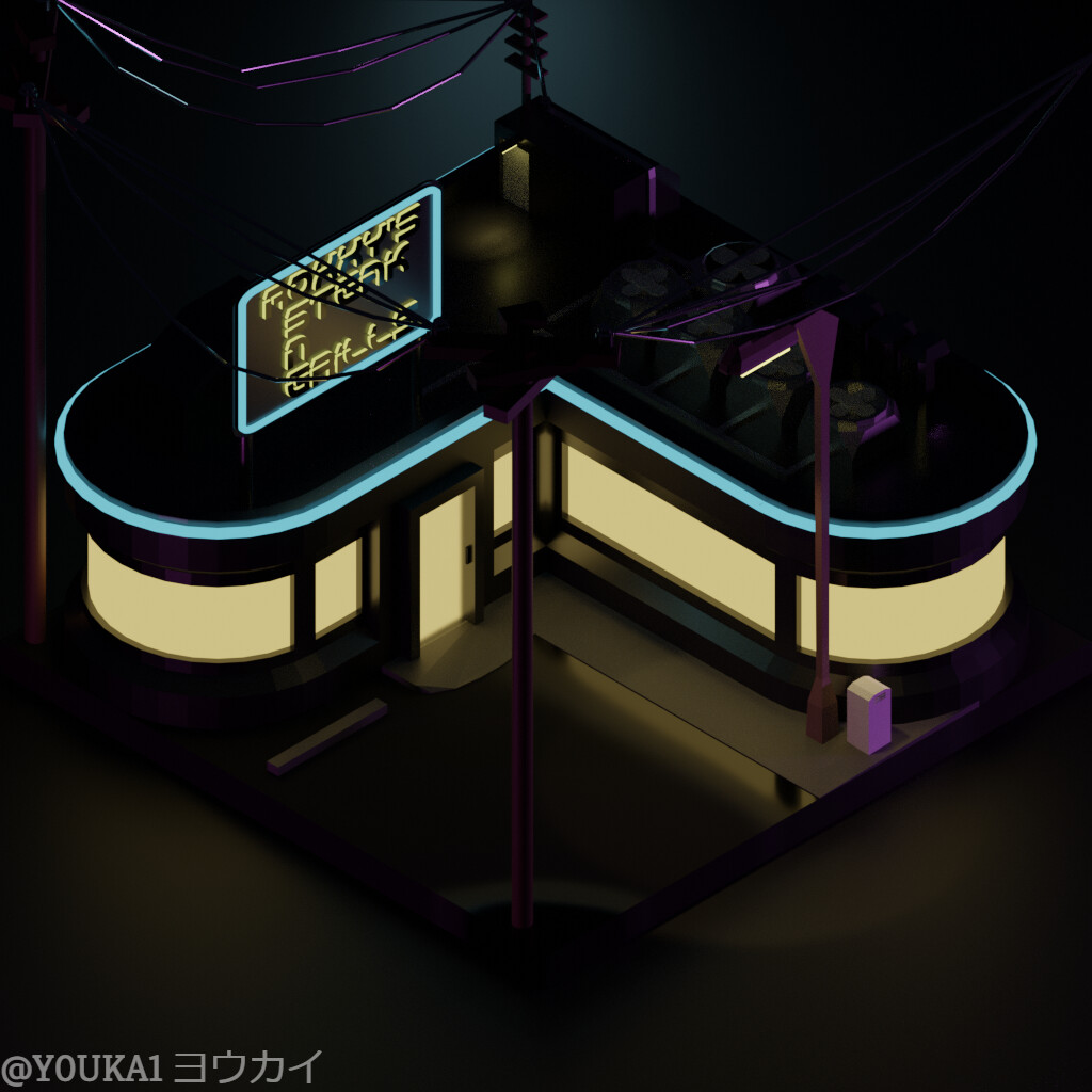 Artstation Isometric Restaurant 3d Model Y0uka1 ヨウカイ