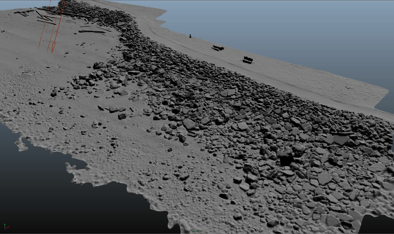 Point Clouds converted into a mesh and ready for topology