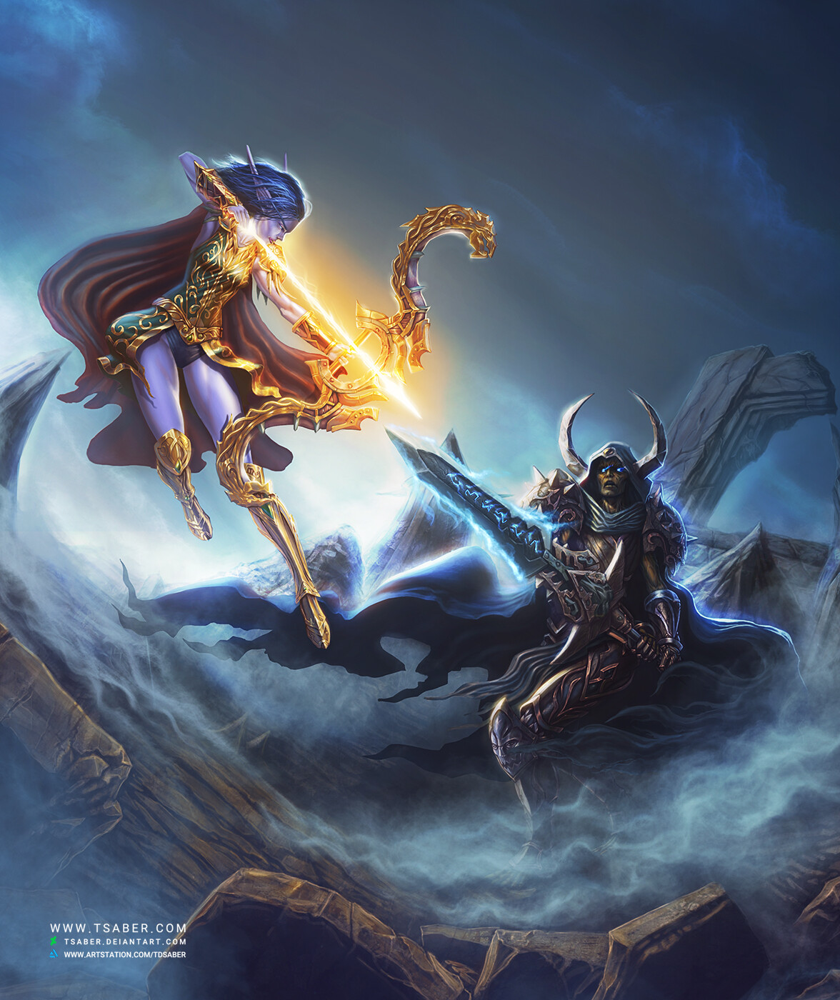 Artstation Wow Night Elf Archer Vs Undead Warrior