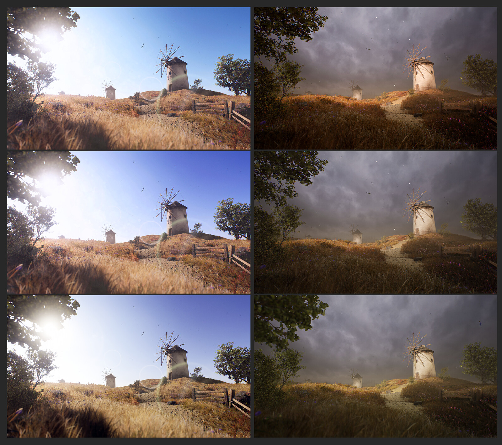 These are a few of the LUT tests I did for the scene.