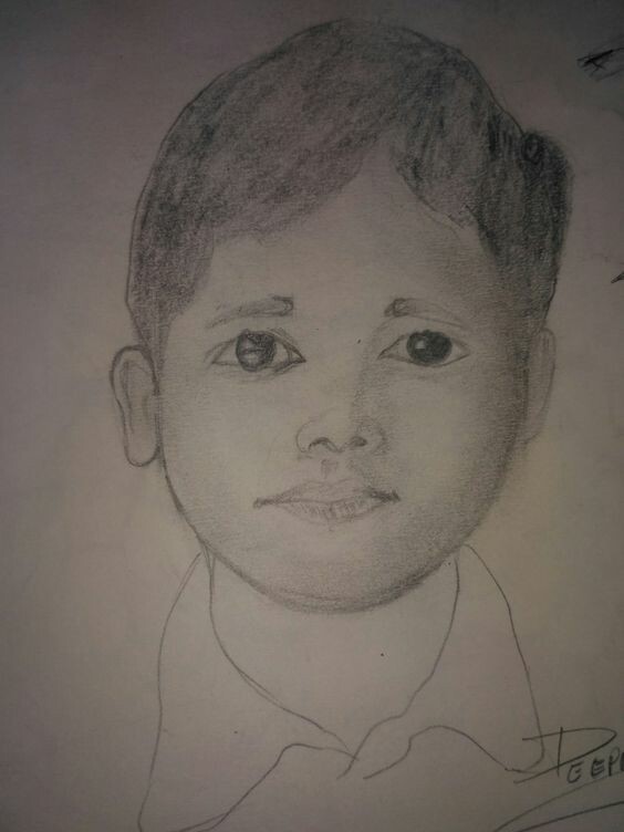 Artstation Sketch Of Boy Face Deepak Shah For a younger looking face (compared to the older counterparts) draw larger and wider open eyes, a smaller nose and puffier lips. sketch of boy face deepak shah