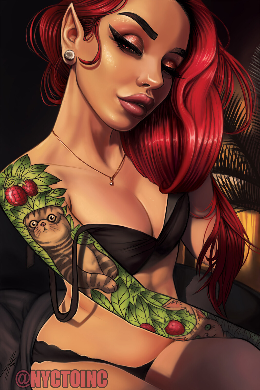 Cartoon Girl #5 Beautiful Redhead Tatted Elf 