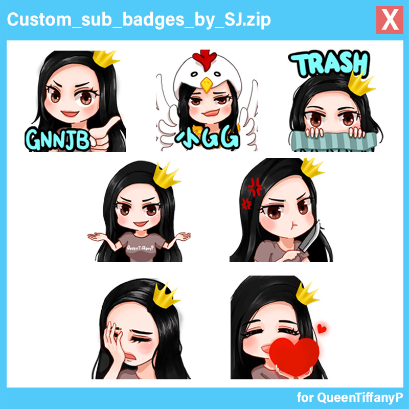 Artstation Twitch Emote Commission For Queentiffanyp