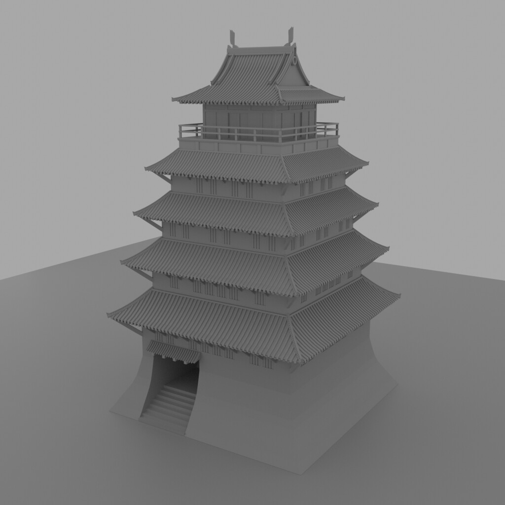 Artstation Low Poly Japanese Castle 3d Model Y0uka1 ヨウカイ