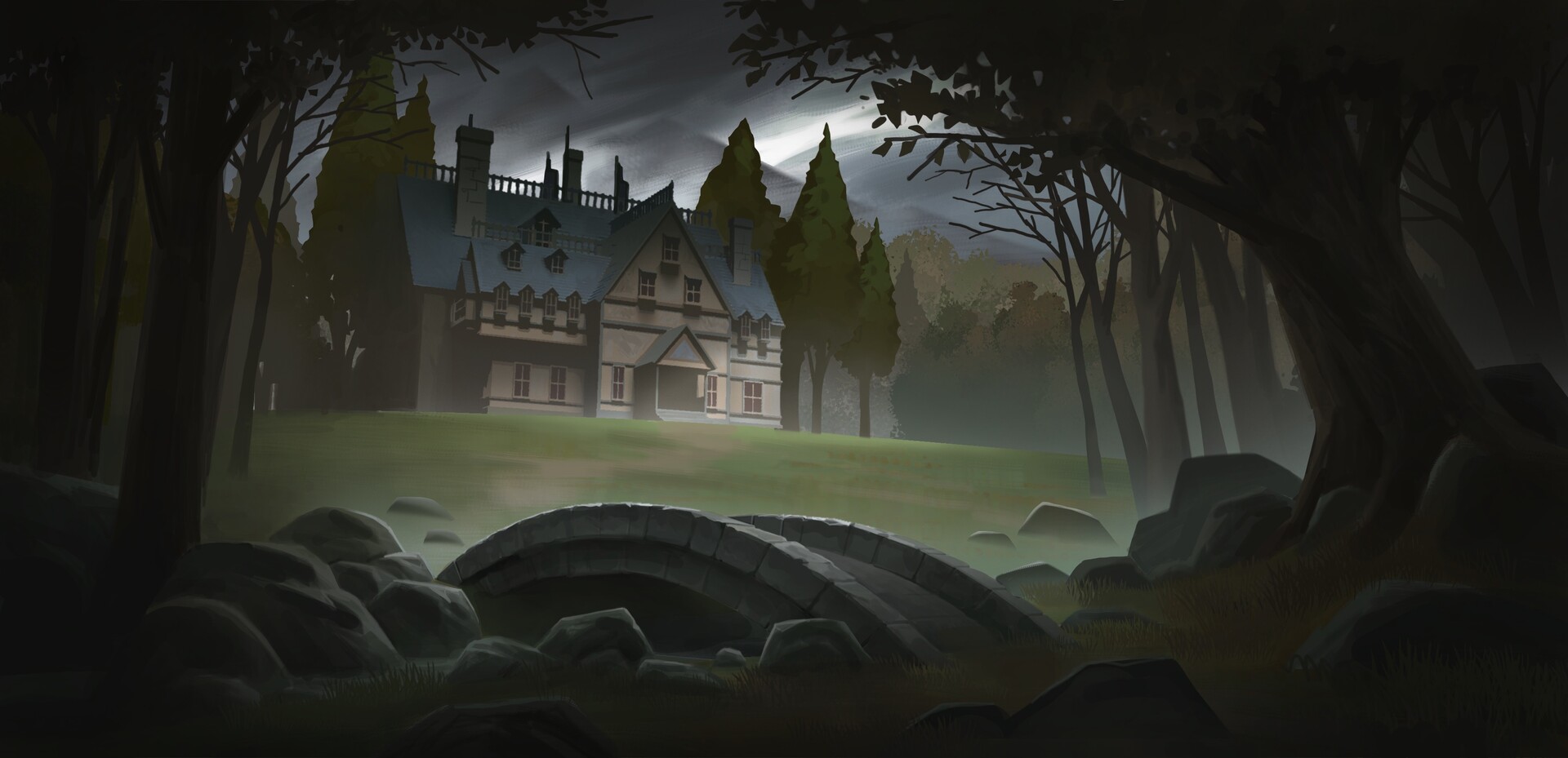 Artstation Spooky Mansion Kevin Gnutzmans