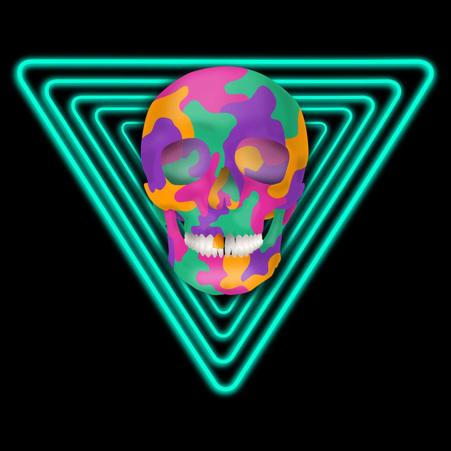適当な価格 Kenneth Shinabery - Neon Techno Skull 絵画
