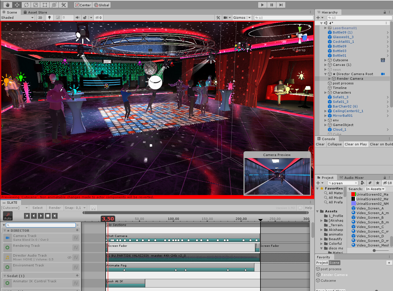 Unity3D views of club environment