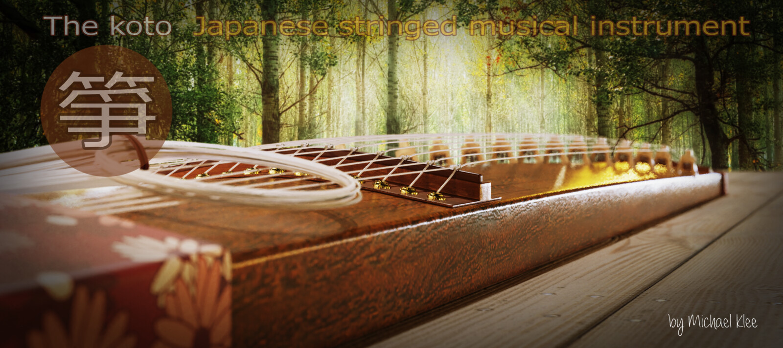 The Koto Wood Background 箏 