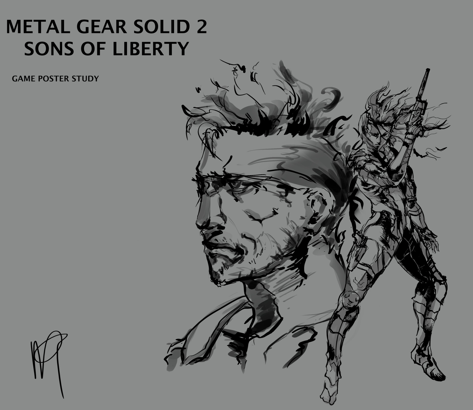 MGS2. Solid Snake Portrait. Yoji Shinkawa.