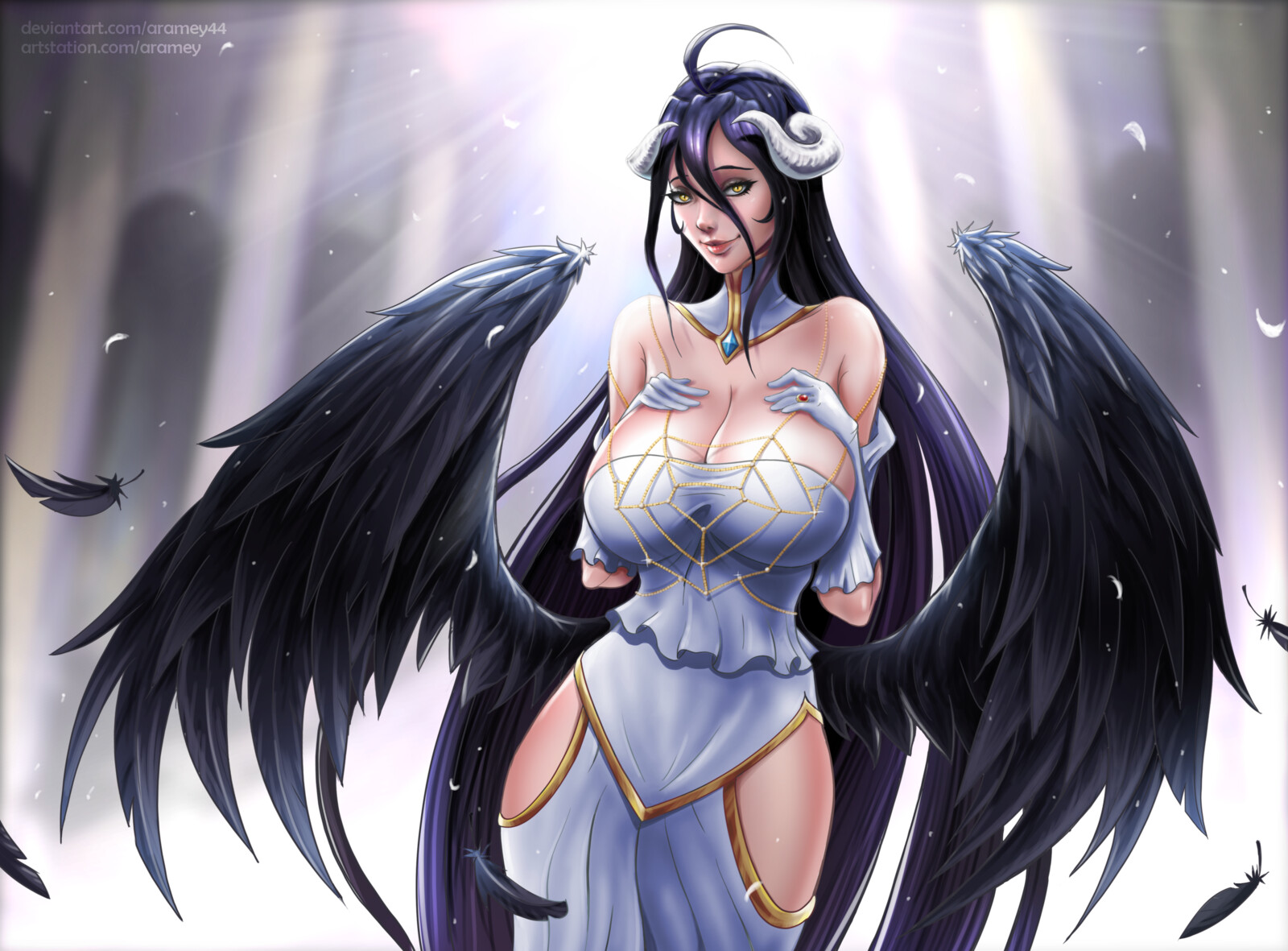 Artstation Overlord Albedo Aramey Cau chuyện bắt dầu trong những giay phut cuối tại tại yggdrasil, một game online dinh dam sắp phải dong cửa. artstation overlord albedo aramey