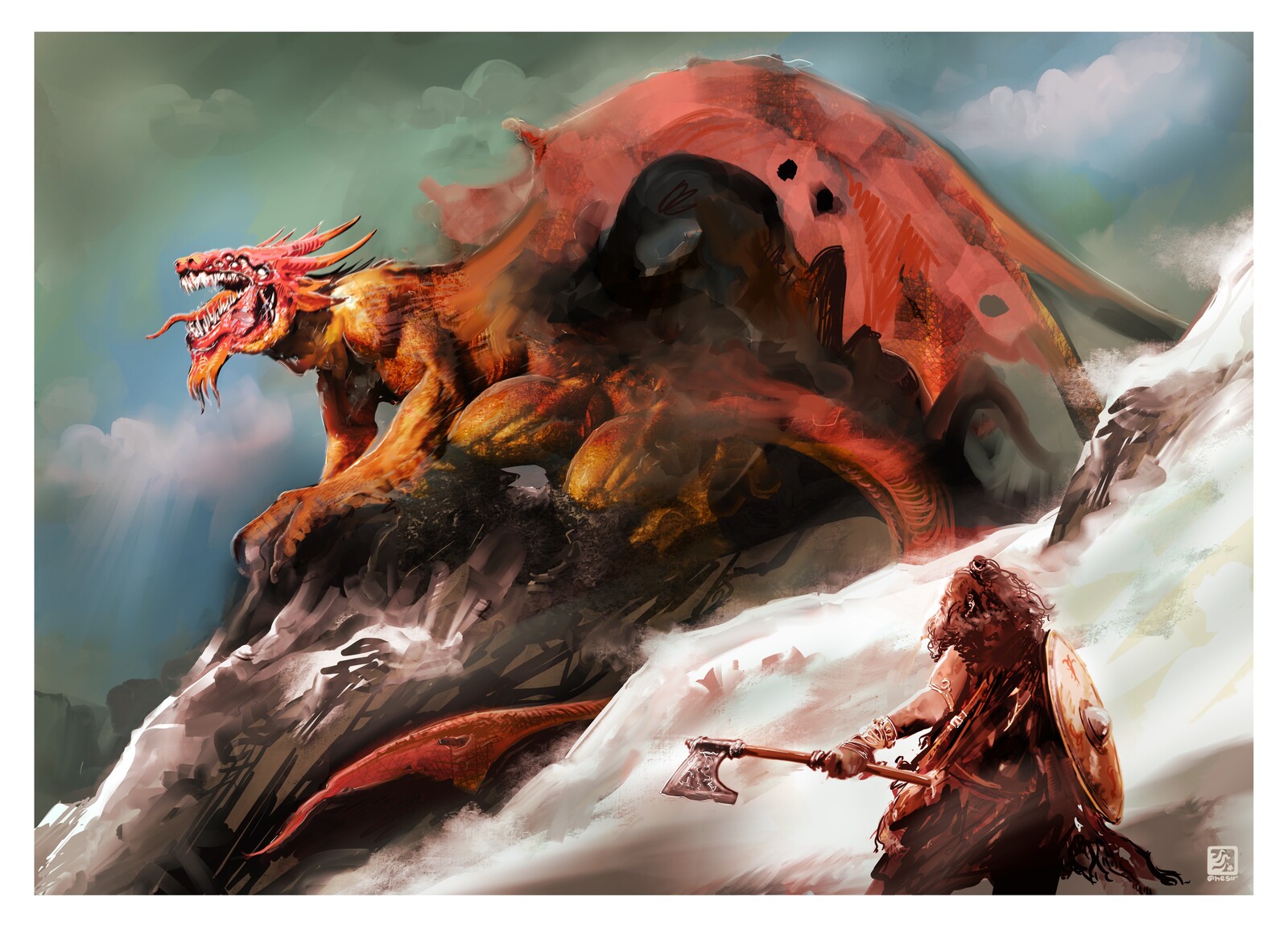 Dragon Slayer - partial photobash, see video below for process.