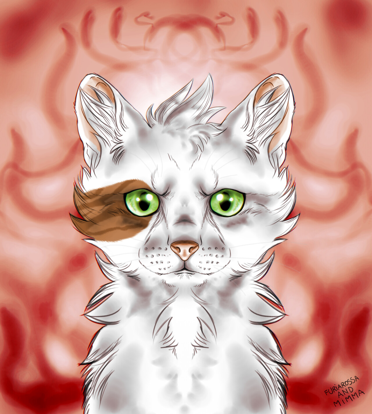 Another ArtFight attack! All we know about muddpaws's Cloudstripe is that he's short and angry, so... of course, here's a small but furious kitty portrait in digital art!
