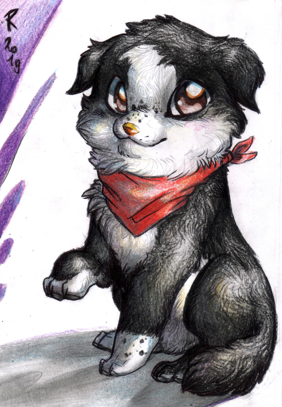 Another ArtFight attack, or better a revenge! This good boy is Muddy, a character that belongs to muddpaws. Drawn with colored pencils and pen. 