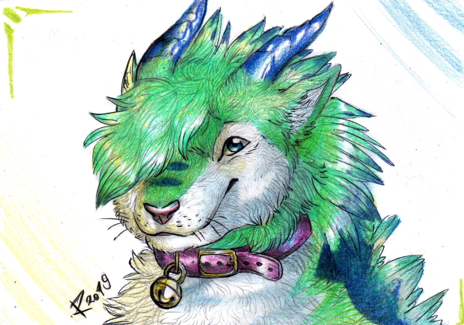 Artfight revenge! Fury, a character that belongs to Silvahrush. Drawn with colored pencils and ballpoint pen.