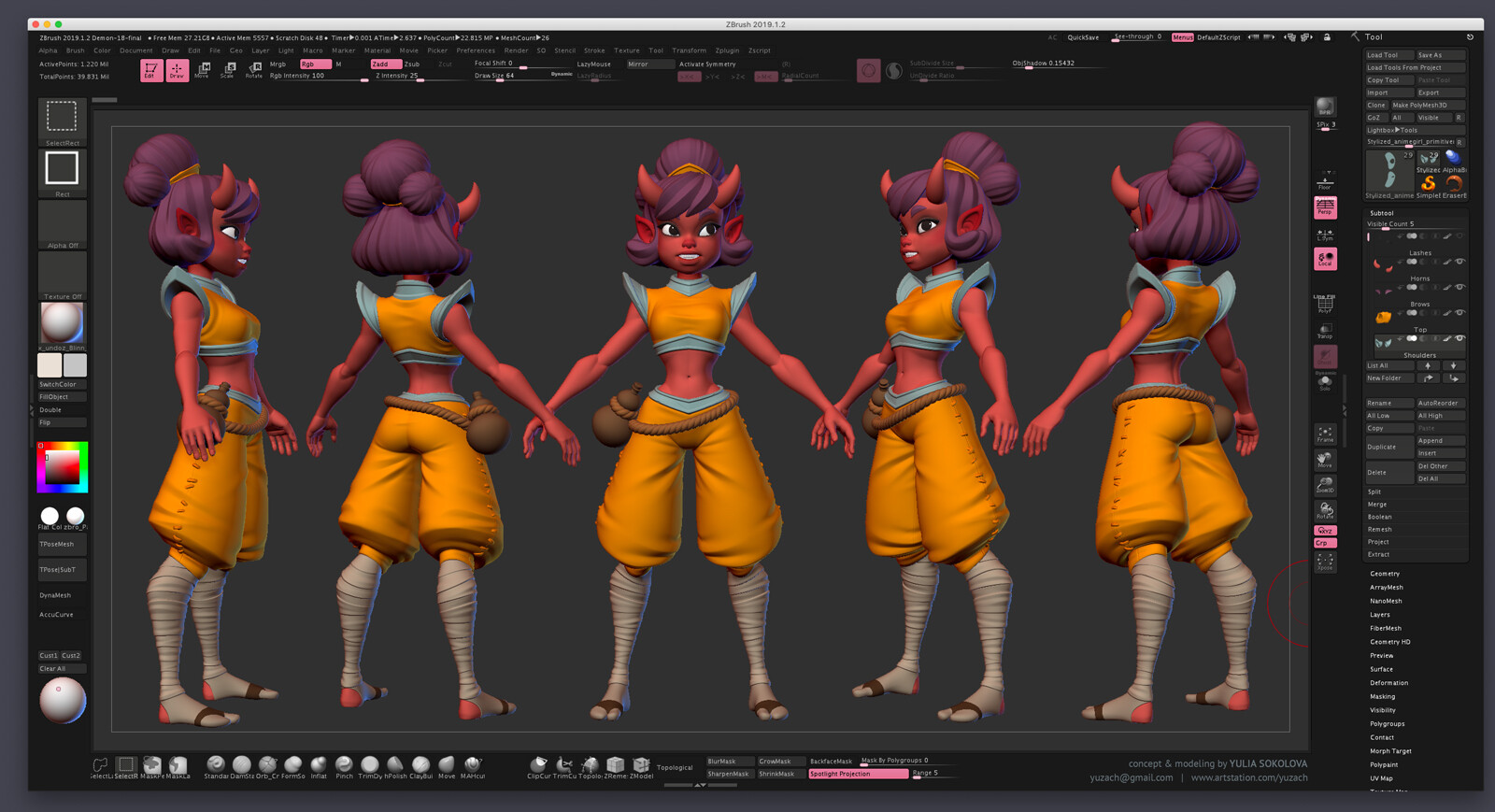 Hi-poly in ZBrush with simple polypaint (for presentation purposes)