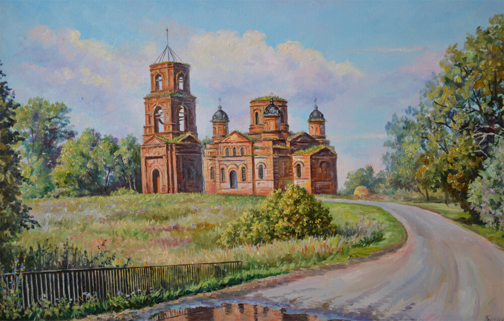 Старая церковь картина