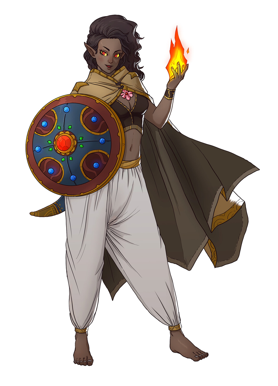 Anteira 'FireStorm', a half Fire Genasi Sorcerer.