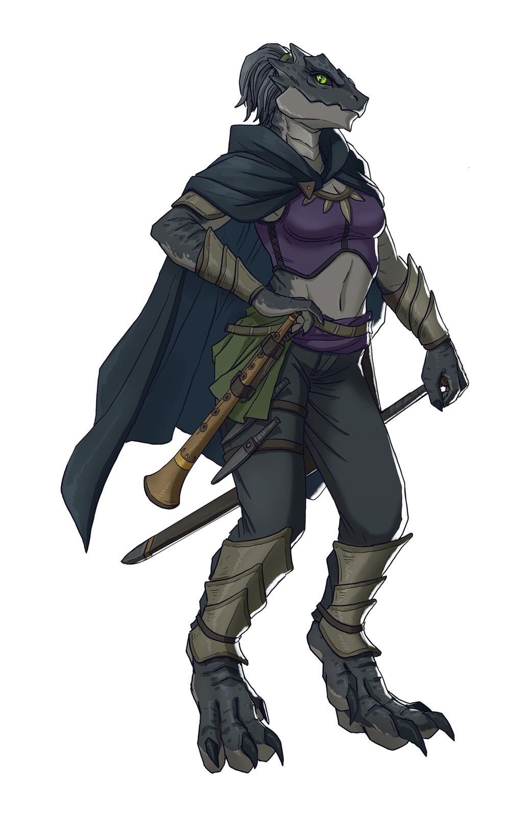 Ophikira, Black Dragonborn Bard.