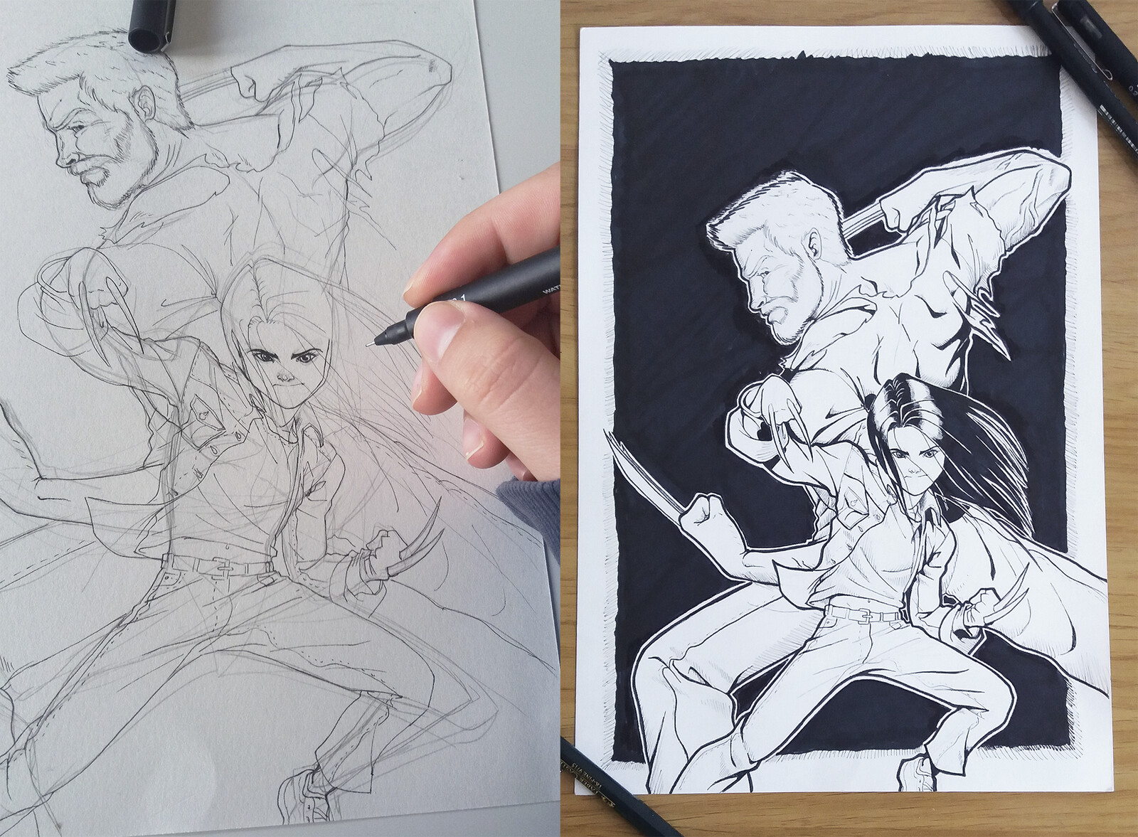 Logan and X-23 process drawings (2018)