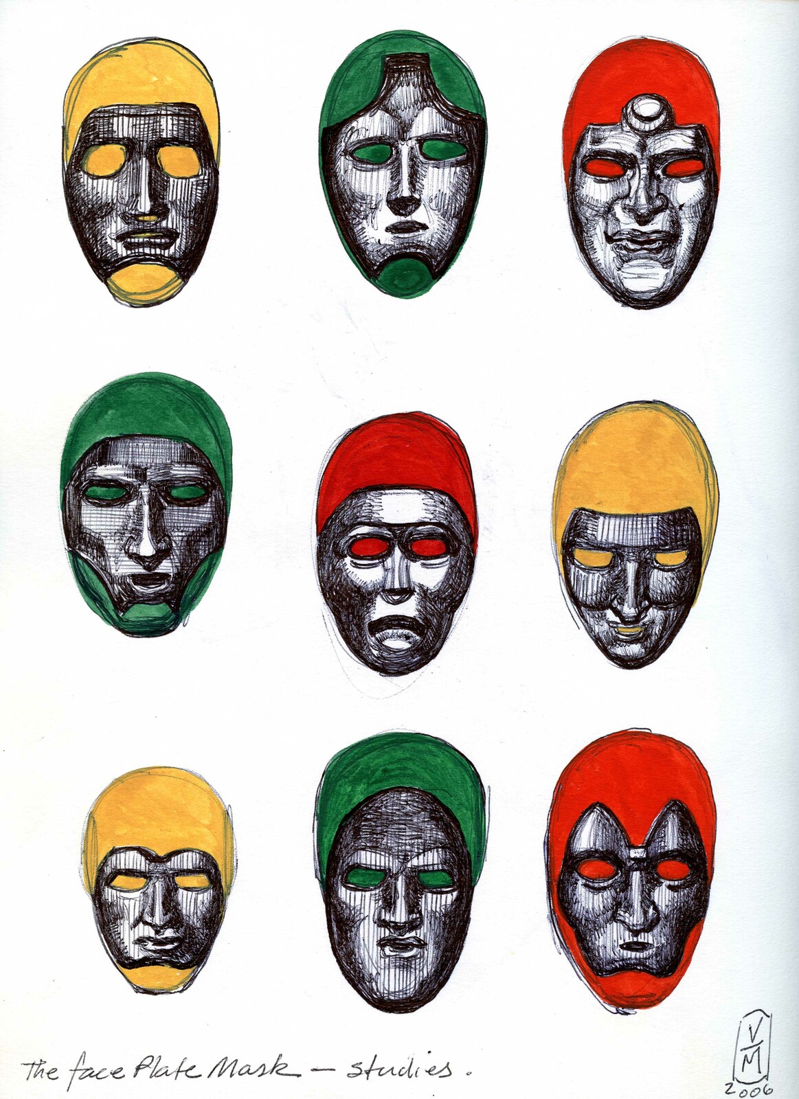 Team masks for the Game. Black Ice.