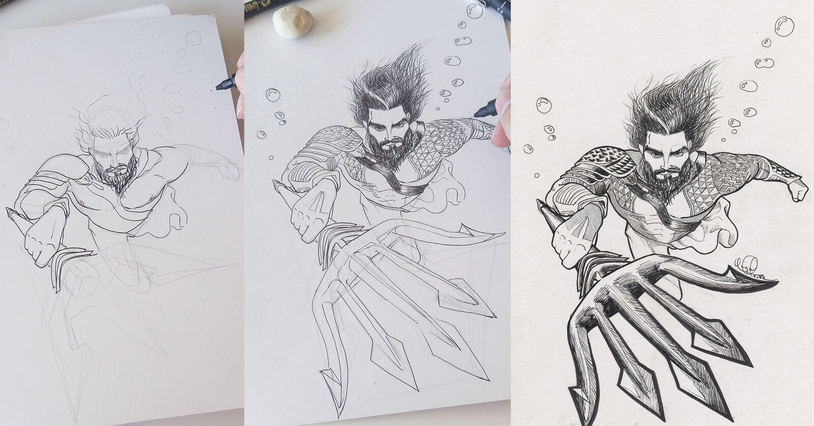 Jason Momoa's Aquaman process drawing (2018)
