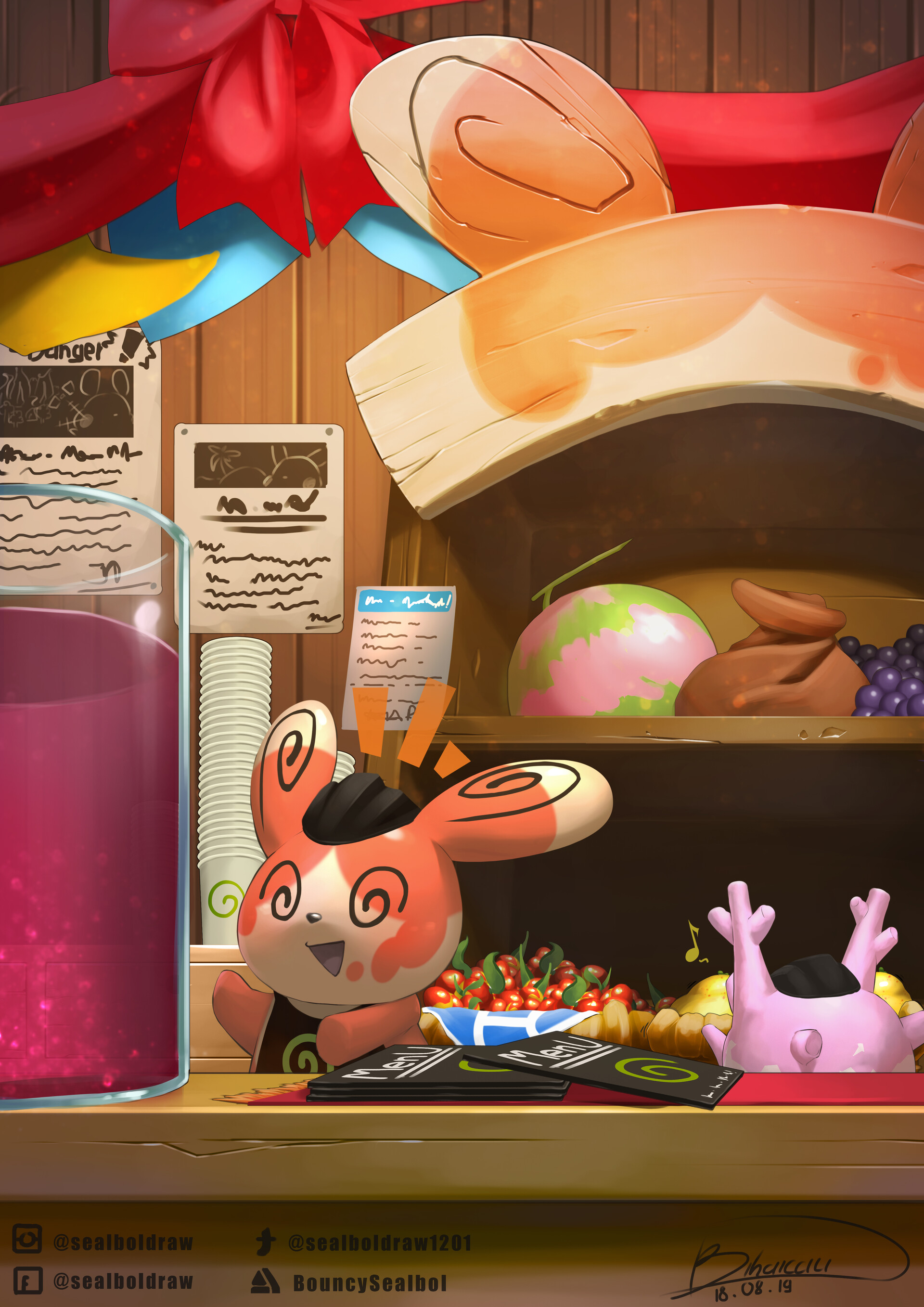 Spinda S Cafe Bouncy Sealbol Artstation This is the first wallpaper i create. spinda s cafe bouncy sealbol artstation
