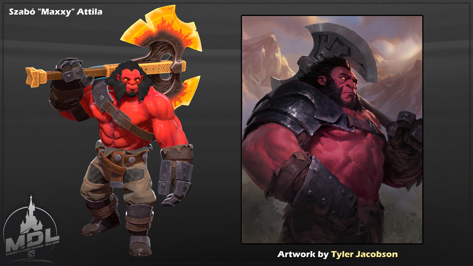 Improved model of the Dota 2 hero: Axe. Weapon model. I used the wonderful artwork of Tyler Jacobson, the Artifact card game illustration as a reference. 