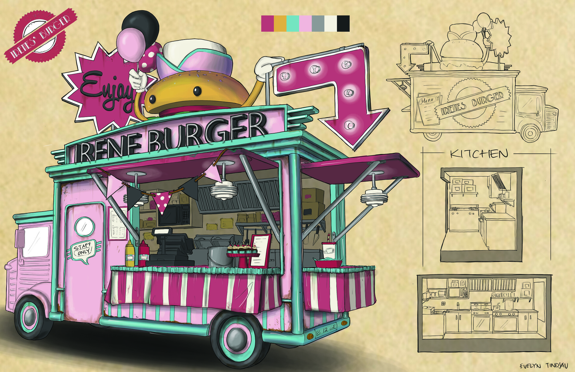 Artstation Diner Food Truck Evelyn Tindjau