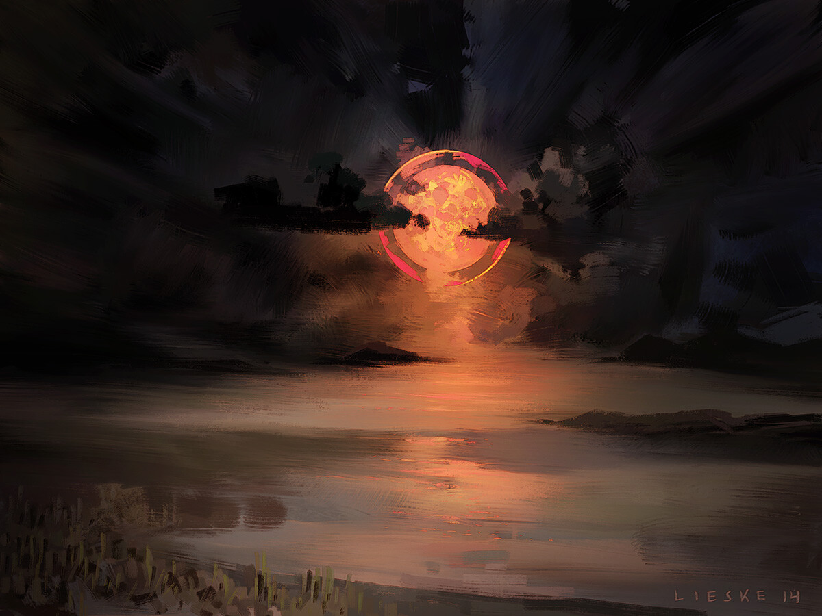 "Distant Moonset" - 2014
